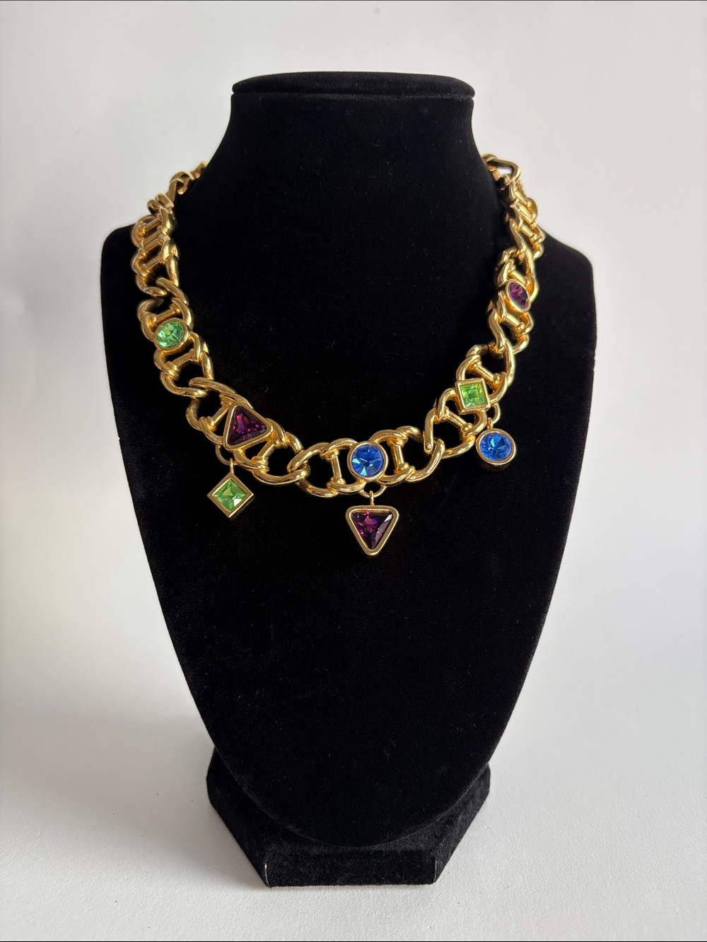 Swarovski 18K Gold Plated Multicolor Charm Necklace Statement